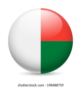 Flag of Madagascar as round glossy icon. Button with Malagasy flag