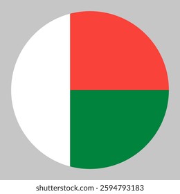 Flag of Madagascar round shape, national symbol