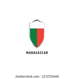 Flag of Madagascar with shield shape icon flat vector illustration