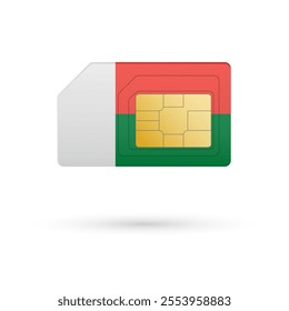 Flag of Madagascar. Vector illustration of SIM Card with flag on white background