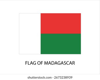 BANDERA DEL VECTOR DE MADAGASCAR, ILUSTRACIÓN TIPOGRAFÍA DE FONDO BLANCO