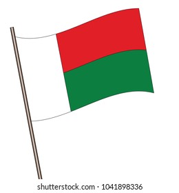 Flag of Madagascar , Madagascar flag waving isolated vector illustration