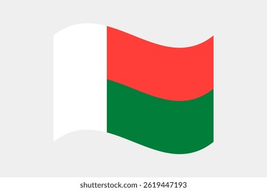 Flag of Madagascar. Madagascar wavy flag digital vector illustration. Fluttering flag.