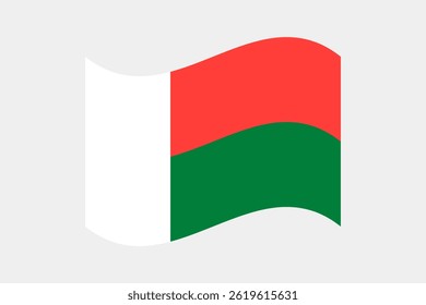Bandeira de Madagascar. Ilustração do vetor digital da bandeira ondulada de Madagascar. Bandeira cintilante.