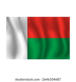 Bandeira de Madagáscar ondulada flui ao vento, com dobras 3d