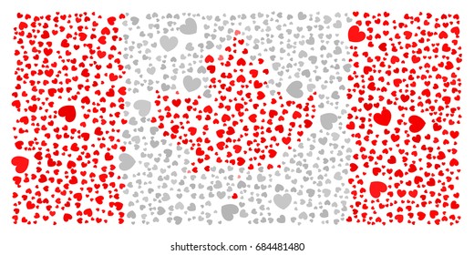 Flag of made of heart patterns colored with national flag colors