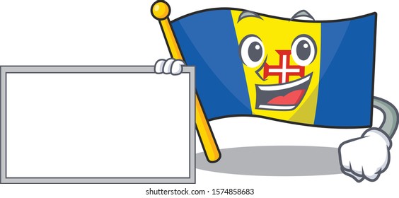 Flag madeira with board cartoon Character design style