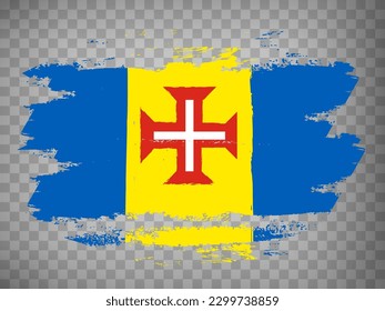 Flag of Madeira brush strokes. Flag Autonomous Region of the Madeira on transparent background for your web site design, app, UI.  Portugal. EPS10.