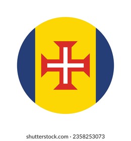 The flag of Madeira. Button flag icon. Standard color. Circle icon flag. Computer illustration. Digital illustration. Vector illustration.