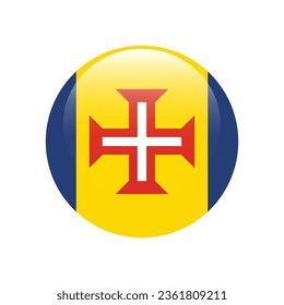 The flag of Madeira. Button flag icon. Standard color. Circle icon flag. Computer illustration. Digital illustration. Vector illustration.