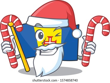 Flag madeira Cartoon character in Santa with candy