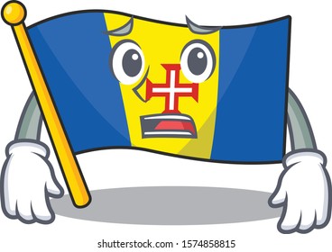 Flag madeira Cartoon character showing afraid look face