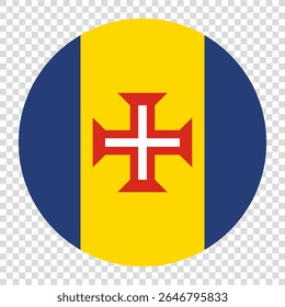 Flag of Madeira. Madeira circle flag logo icon computer vector illustration design. Checkerboard background.