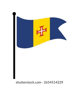 Bandeira da Madeira. Madeira bandeira computador digital vetor ilustração ícone design. Bandeira de mastro flutuante.