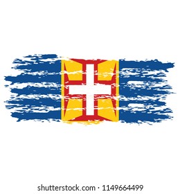 Flag of Madeira the illustration vector on a white background, brush stroke Design Elements