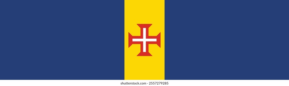 Flag of Madeira. Madeira flag long banner digital vector illustration.