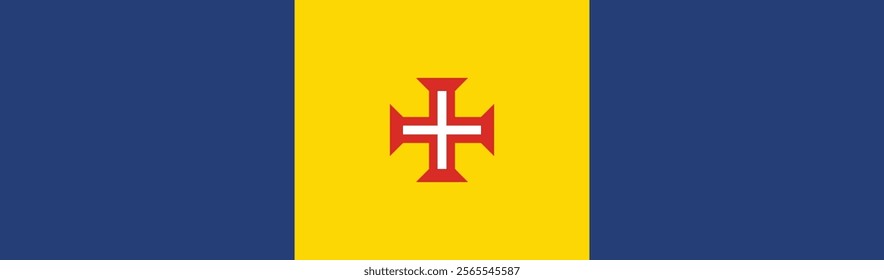 Flag of Madeira. Madeira flag long banner digital vector illustration.