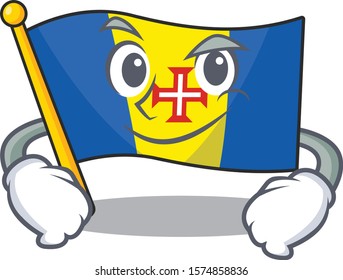 Flag madeira mascot cartoon style with Smirking face