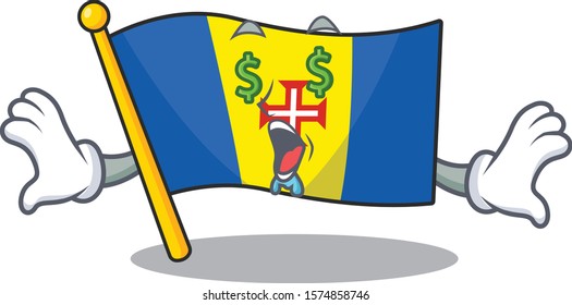 Flag madeira with Money eye cartoon character style