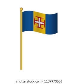 Flag of Madeira ,Madeira flag official colors and proportion correctly, Madeira flag waving isolated Vector illustration eps10.