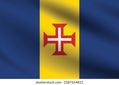 Flag of Madeira. Madeira flag official colors and proportion digital vector illustration. Waving flag.