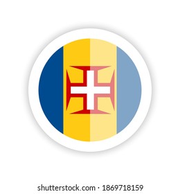 Flag of Madeira (Portugal). Round icon.