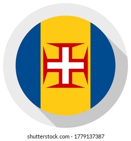 Flag of Madeira, Round shape icon on white background, vector illustration