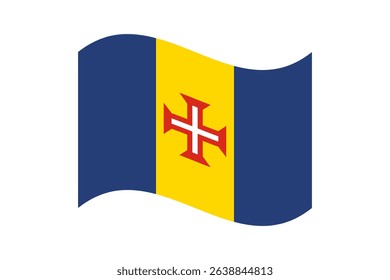 Flag of Madeira. Madeira wavy flag digital vector illustration. Fluttering flag.