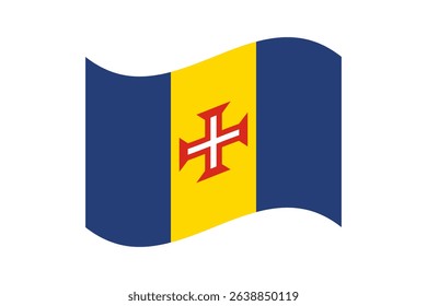 Flag of Madeira. Madeira wavy flag digital vector illustration. Fluttering flag.