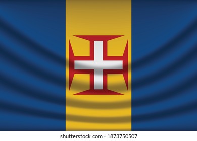 Flag of Madeira,Madeira flag Golden waving isolated vector illustration eps10.