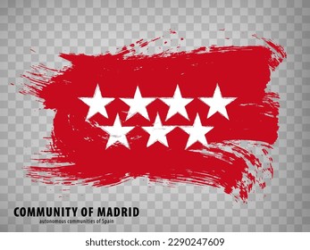 La bandera de Madrid pincel pinceladas. Bandera Comunidad de Madrid sobre fondo transparente para tu diseño de sitio web, aplicación, UI. Reino de España. Vector de material.  EPS10.