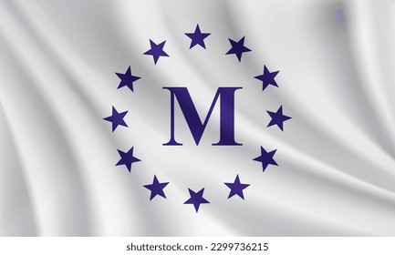 Flag of Madrid, Michigan, USA. Realistic waving flag of Madrid vector background.