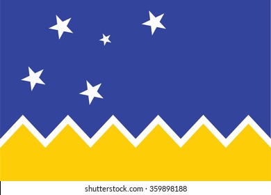 Flag of Magallanes Region of chile. Vector illustration.