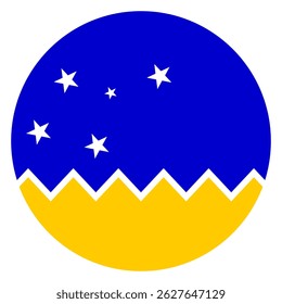 Flag of Magellan-chilean Antarctic Region. Magellan-chilean Antarctic Region circle flag logo icon computer vector illustration design.