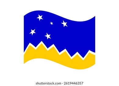 Flag of Magellan-chilean Antarctic Region. Magellan-chilean Antarctic Region wavy flag digital vector illustration. Fluttering flag.