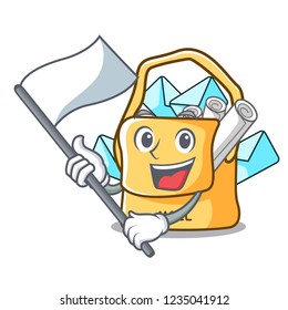 With flag mail bag character on table front
