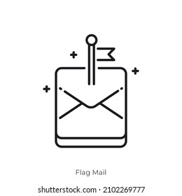 Flag Mail icon. Outline style icon design isolated on white background