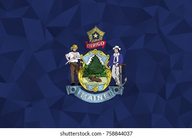 Flag of Maine. In the United States. In Polygonal Striped . vector eps10.