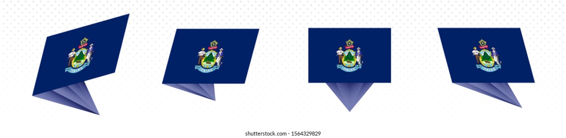 Flag of Maine US State in modern abstract design, vector flag set.