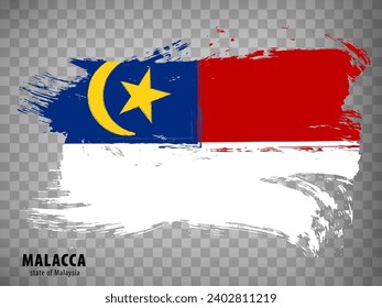 Flag Malacca brush strokes. Flag  Malacca State  on transparent background for your web site design, app, UI. Malaysia. EPS10.