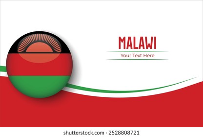 Flag of Malawi Circle isolated on White background with Text. Banner, Poster, vector, template, Mockup, Background, Social Media, Post, 3D.