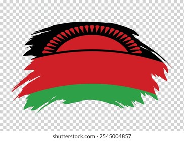Bandeira do Malawi com efeito pincel de traço de tinta aflita em plano de fundo isolado