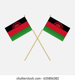 Flag of Malawi with flagpole. Vector illustration.	