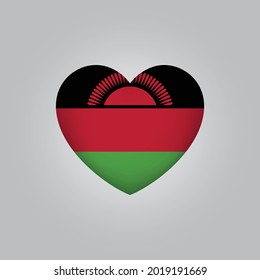 Flag of Malawi in heart. Malawi flag vector. Love Malawi symbol