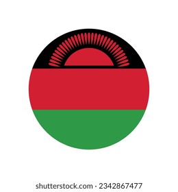 The flag of Malawi. Flag icon. Standard color. Circle icon flag. Computer illustration. Digital illustration. Vector illustration.