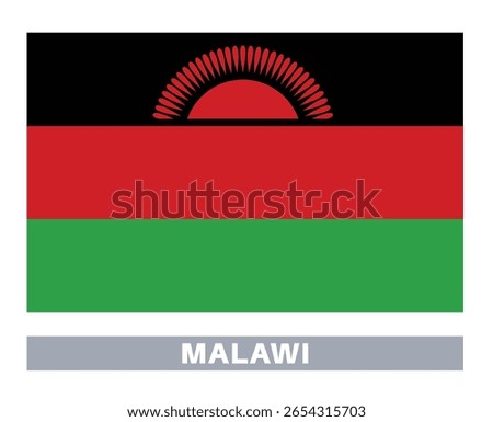 Flag of malawi. Flag icon. Standard colors. Standard size. Rectangular flag.