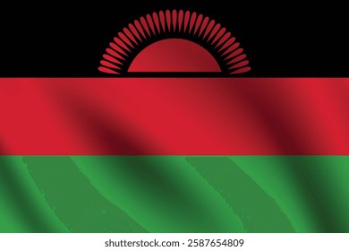 Flag of Malawi. Malawi flag official colors and proportion digital vector illustration. Waving flag.