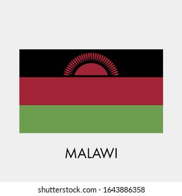 Bandera de Malawi en fondo gris. Ilustración vectorial en estilo plano. EPS 10.
