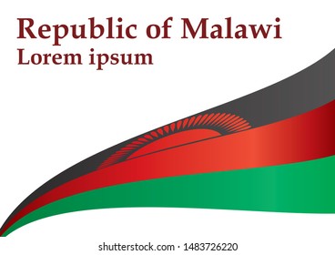 Flag of Malawi, Republic of Malawi. Template for award design, an official document with the flag of Malawi. Bright, colorful vector illustration.