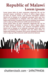 Flag of Malawi, Republic of Malawi. Template for award design, an official document with the flag of Malawi. Bright, colorful vector illustration.